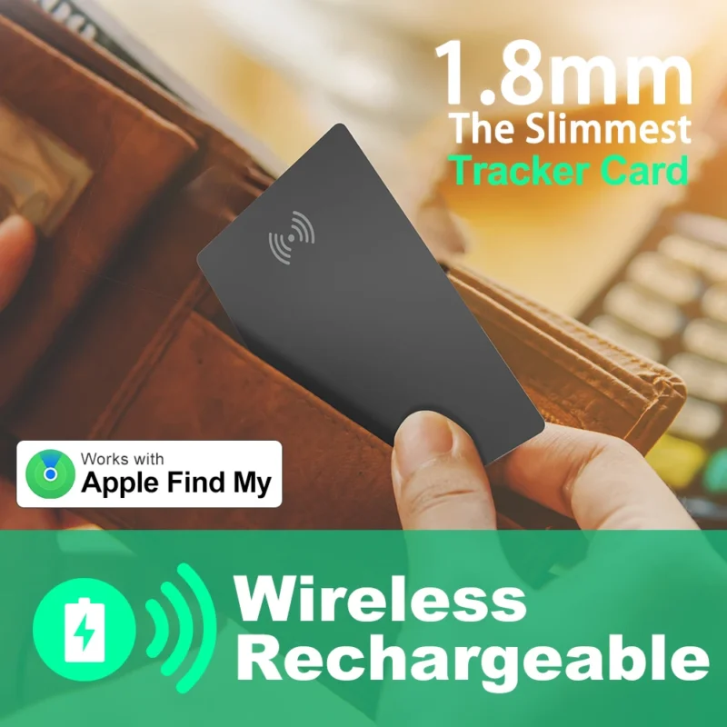Ultra-Thin Wallet Tracker – Bluetooth GPS Smart Tag with Wireless Charging & Anti-Loss Alerts